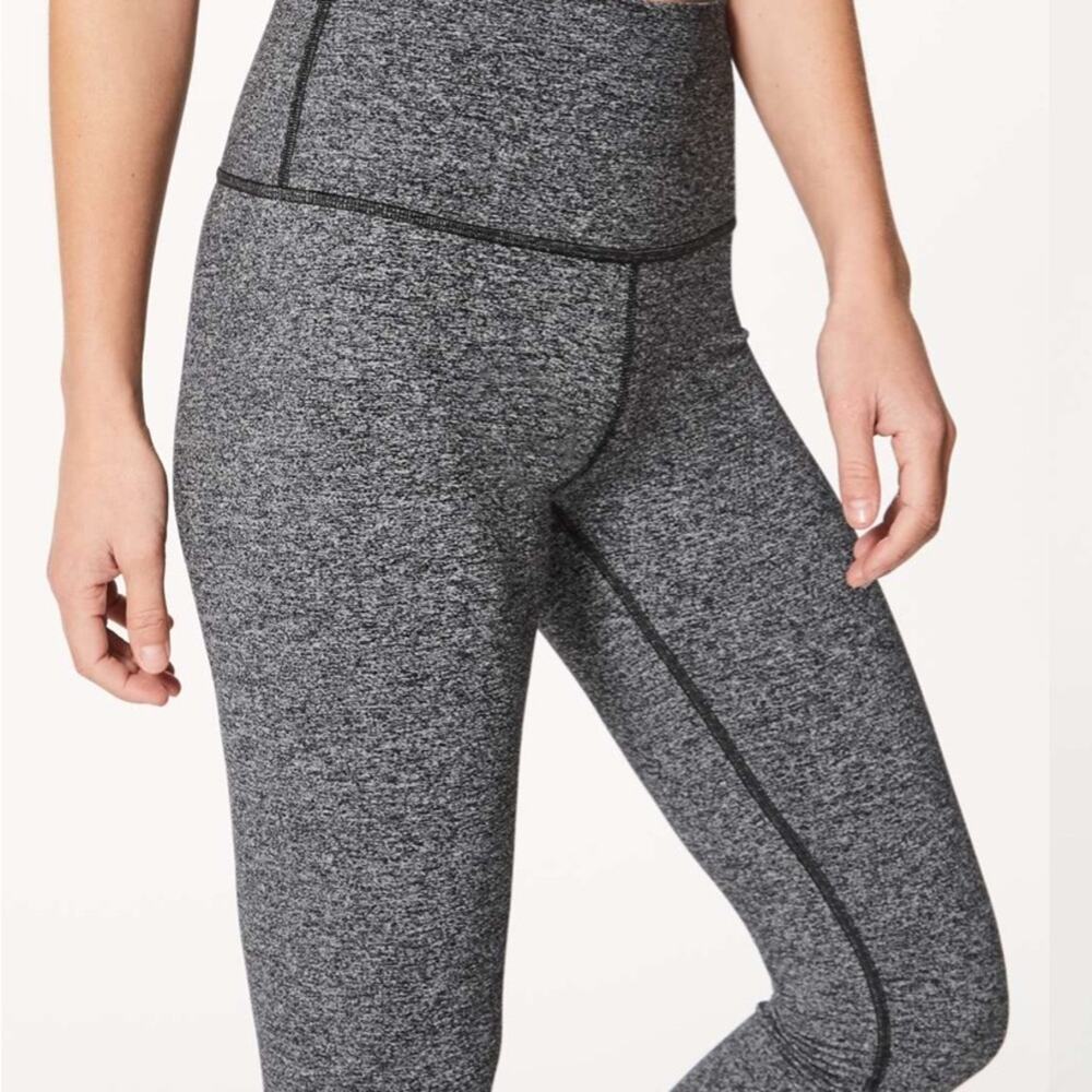 Lululemon Wunder Under High Rise Leggings Heathered Black Luon 25" Size 6